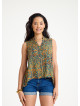 Shirt Collar Asymmetric Cut Petrol Bohemian Blouse 4563